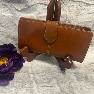 Kenneth Cole New York Bi-fold Brown Leather Wallet Checkbook Organizer